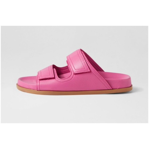 Sol Sana Shine Footbed Ss Pink Leather Pink Sandals Womens Shoes Casual Sandals Flat Sandals