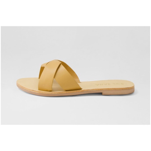 Sol Sana Sterling Slide Ss Tan Leather Tan Sandals Womens Shoes Casual Sandals Flat Sandals