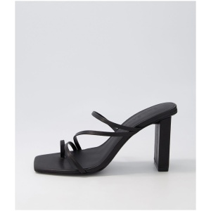 Sol Sana Theo High Heel Ss Black Leather Black Sandals Womens Shoes Dress Heeled Sandals