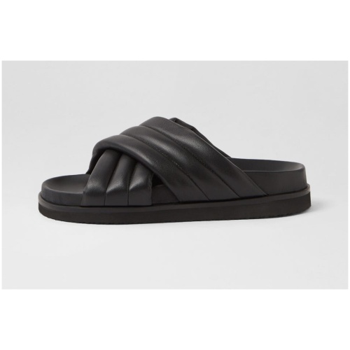 Sol Sana Tucani Footbed Ss Black Leather Black Sandals Womens Shoes Casual Sandals Flat Sandals