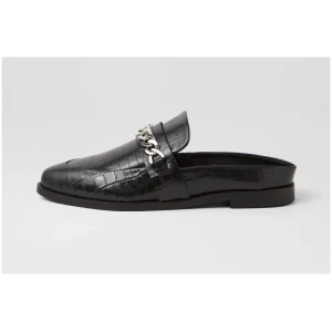 Sol Sana Tuesday Chain Slide Ss Black Croc Silver Leather Black Croc Silver Shoes Womens Shoes Casual Flat Shoes