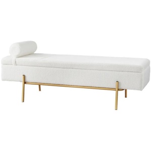 Storage Ottoman Bed 140cm Pillow Boucle Fabric