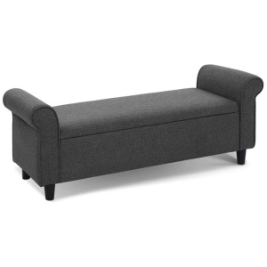 Storage Ottoman Blanket Box 125cm Arm Linen Grey