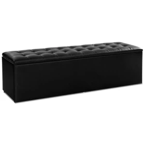 Storage Ottoman Blanket Box 140cm Leather Black