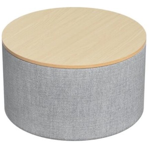 Storage Ottoman Blanket Box 60cm Linen Round Grey