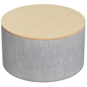 Storage Ottoman Blanket Box 60cm Linen Round Grey