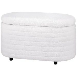 Storage Ottoman Blanket Box 87cm Boucle Fabric Oval