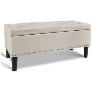 Storage Ottoman Blanket Box 96cm Linen Taupe