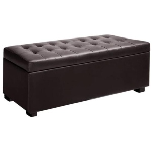 Storage Ottoman Blanket Box 97cm Leather Brown