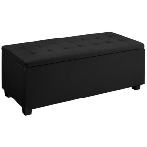 Storage Ottoman Blanket Box 97cm Linen Black