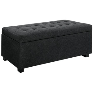 Storage Ottoman Blanket Box 97cm Linen Charcoal