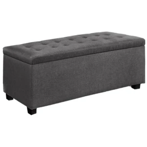 Storage Ottoman Blanket Box 97cm Linen Grey