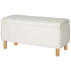 Storage Ottoman Blanket Box 99cm Teddy Fabric White