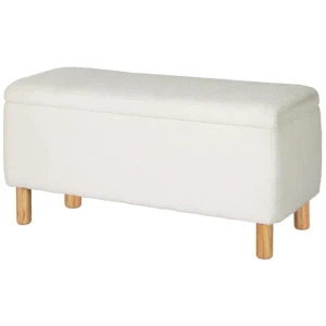 Storage Ottoman Blanket Box 99cm Teddy Fabric White