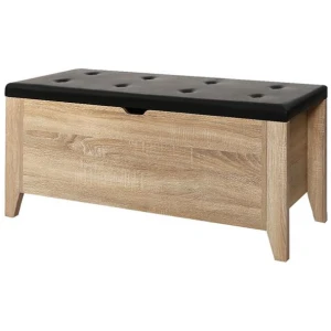 Storage Ottoman Blanket Box Leather Oak