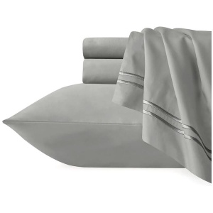 Strada Embroidered 1000 TC Egyptian Cotton Silver Charcoal Deep Queen Sheet sets by Renee Taylor