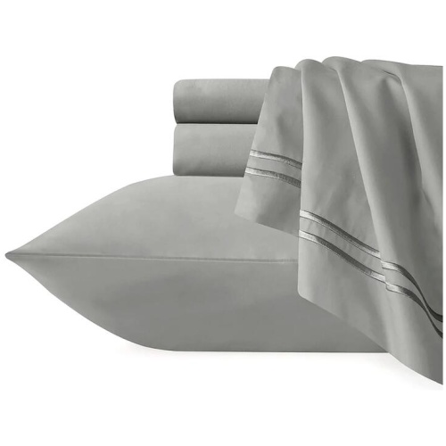 Strada Embroidered 1000 TC Egyptian Cotton Silver Charcoal Deep Queen Sheet sets by Renee Taylor