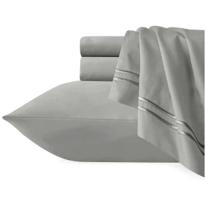 Strada Embroidered 1000 TC Egyptian Cotton Silver Charcoal Super King Quilt Cover Sets by Renee Taylor