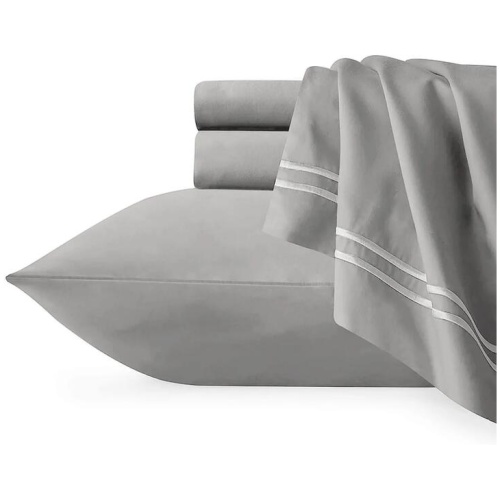 Strada Embroidered 1000 TC Egyptian Cotton Silver White Deep Queen Sheet sets by Renee Taylor