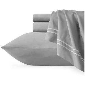 Strada Embroidered 1000 TC Egyptian Cotton Silver White Queen Quilt Cover Sets by Renee Taylor