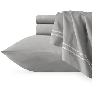 Strada Embroidered 1000 TC Egyptian Cotton Silver White Super King Quilt Cover Sets by Renee Taylor