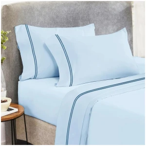 Strada Embroidered 1000 TC Egyptian Cotton Sky Navy Deep King Sheet sets by Renee Taylor