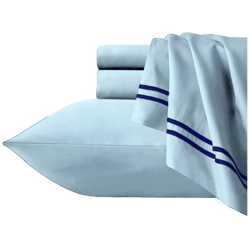 Strada Embroidered 1000 TC Egyptian Cotton Sky Navy King Quilt Cover Sets by Renee Taylor