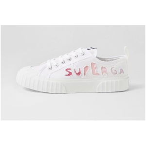 Superga 2630 Ripped Logo S9 White Shaded Canvas White Shaded Sneakers Womens Shoes Casual Casual Sneakers