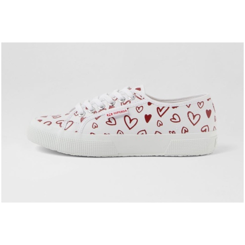 Superga 2750 Cute Hearts S9 White Red Smooth White Red Shoes Womens Shoes Casual Flat Shoes