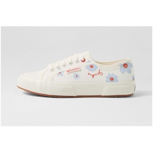 Superga 2750 Daisy Print S9 White Azure Red Daisies Canvas White Azure Red Daisies Shoes Womens Shoes Casual Flat Shoes