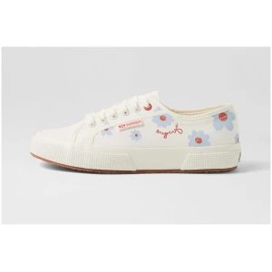 Superga 2750 Daisy Print S9 White Azure Red Daisies Canvas White Azure Red Daisies Shoes Womens Shoes Casual Flat Shoes