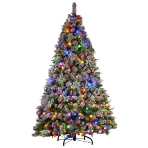 Swishmas Snowy Crown Pine 2.3m Multicolour Pre-Lit Christmas Tree with 1453 Tips