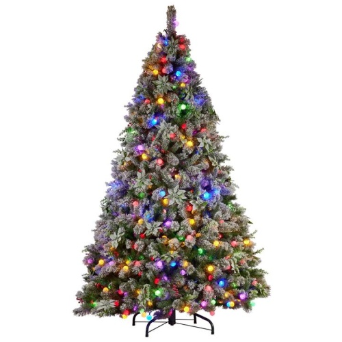 Swishmas Snowy Crown Pine 2.3m Multicolour Pre-Lit Christmas Tree with 1453 Tips