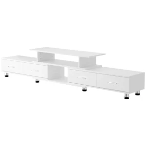 TV Cabinet Entertainment Unit Extendable 160CM To 220CM White