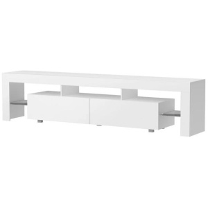 TV Cabinet Entertainment Unit Stand RGB LED Gloss Furniture 200cm White