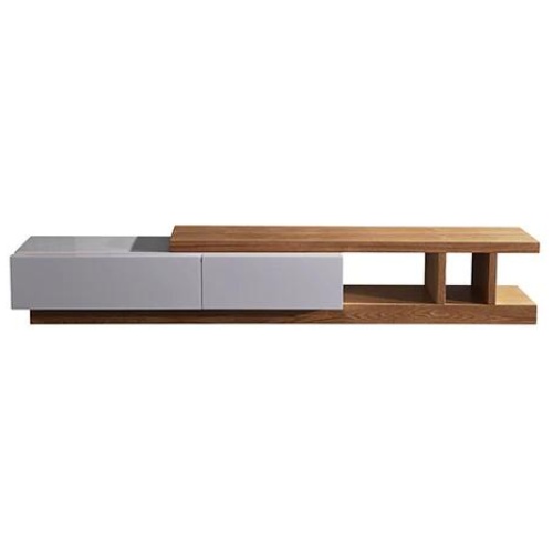 TV Cabinet with 2 Storage Drawers With High Glossy Assembled Entertainment Unit in White Ash colour
