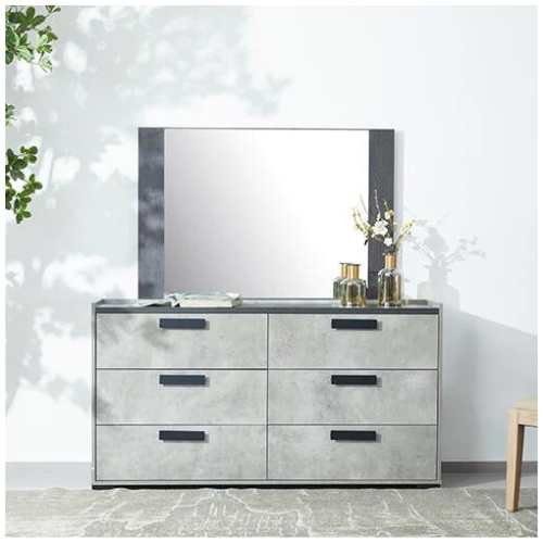 Tallboy with 5 Storage Drawers MDF Combination of Black & Cement Colour