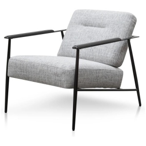 Tammy Fabric Armchair - Light Spec Grey - Black Legs by Interior Secrets - AfterPay Available
