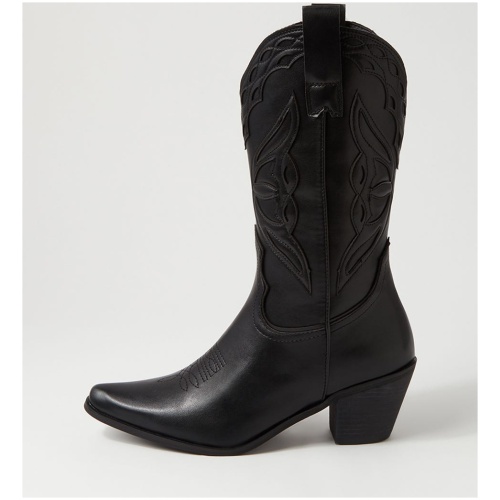 Therapy Chicago Th Black Smooth Black Boots Womens Shoes Casual Calf Boots