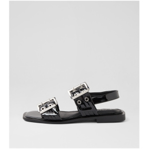 Therapy Elemental Th Black Patent Pu Black Sandals Womens Shoes Casual Sandals Flat Sandals