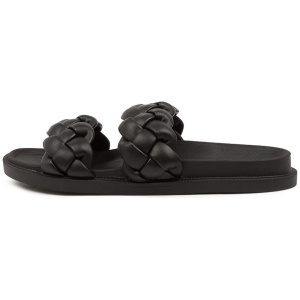 Therapy Elle Th Black Smooth Black Sandals Womens Shoes Casual Sandals Flat Sandals