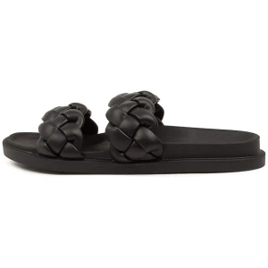 Therapy Elle Th Black Smooth Black Sandals Womens Shoes Casual Sandals Flat Sandals