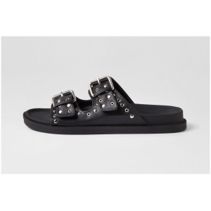 Therapy Ellery Th Black Smooth Black Sandals Womens Shoes Casual Sandals Flat Sandals