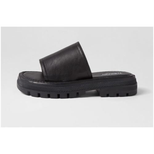Therapy Raid Th Black Smooth Black Sandals Womens Shoes Casual Sandals Flat Sandals