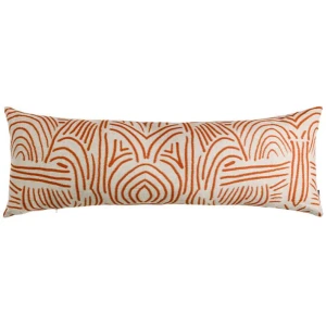 Tiki Hut Terracotta Long Lumbar Linen Cushion - 90x30cm