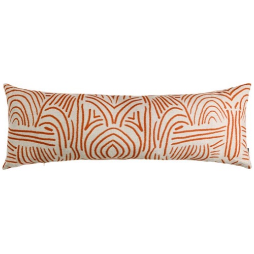 Tiki Hut Terracotta Long Lumbar Linen Cushion - 90x30cm