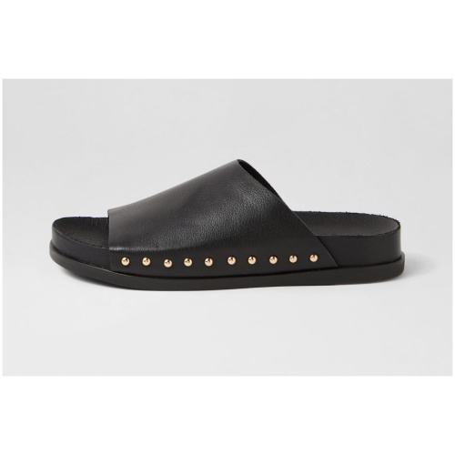 Top End Tioni To Black Leather Black Sandals Womens Shoes Casual Sandals Flat Sandals