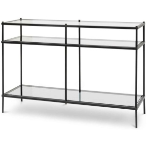 Trevino 1.2m Grey Glass Console Table - Black Base by Interior Secrets - AfterPay Available