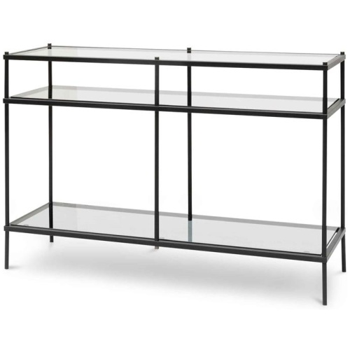 Trevino 1.2m Grey Glass Console Table - Black Base by Interior Secrets - AfterPay Available