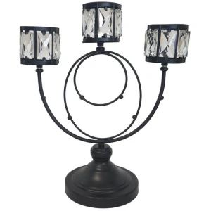 Trio Crystal Candle Holder - Black